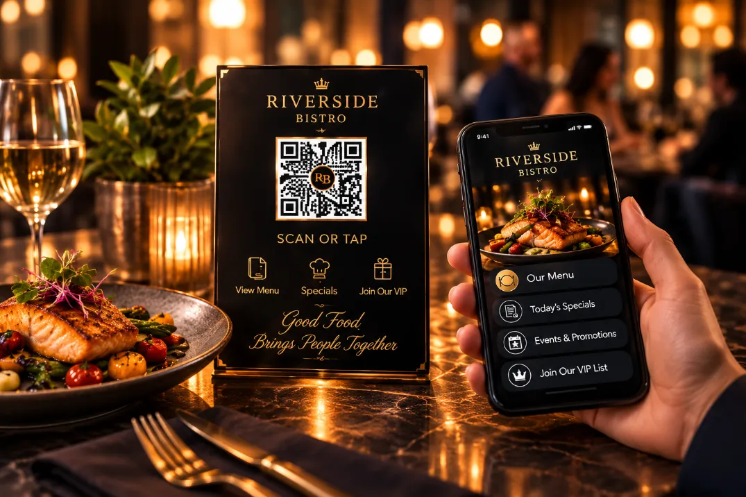 Branded restaurant QR and Tap experience