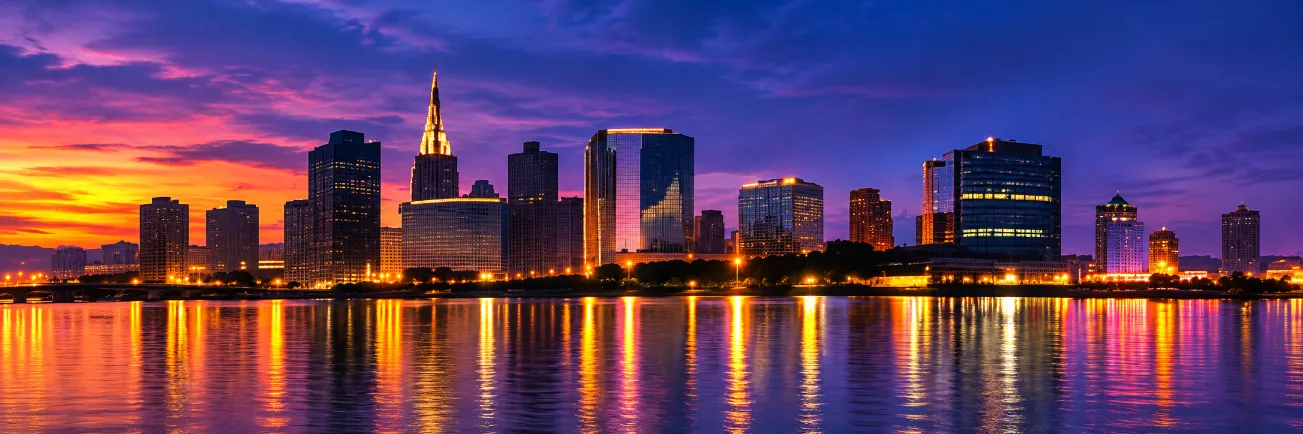 Newark skyline at night