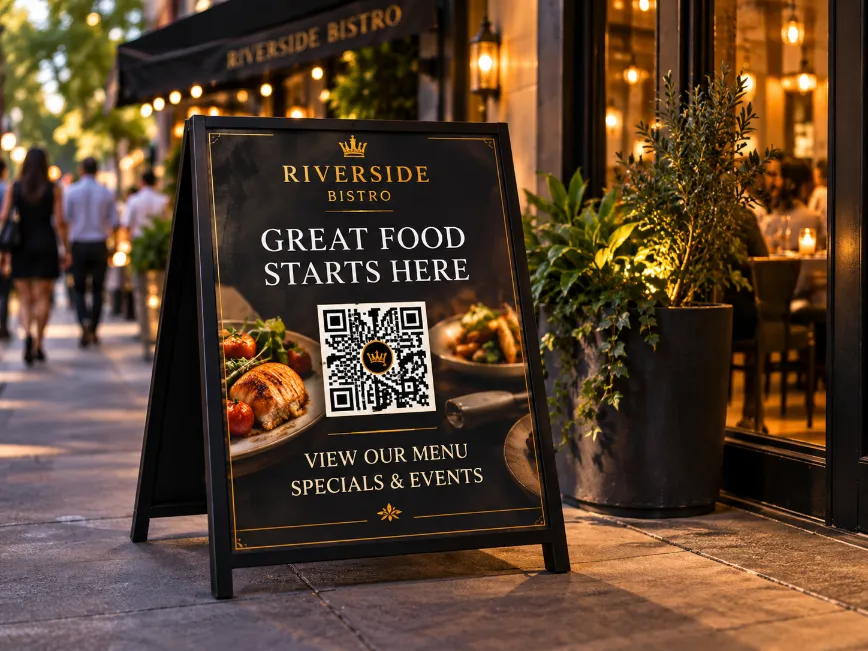 Sidewalk & Restaurant Boards branded restaurant QR experience