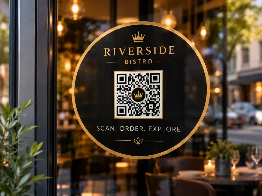 Window Decals / Stickers branded restaurant QR experience