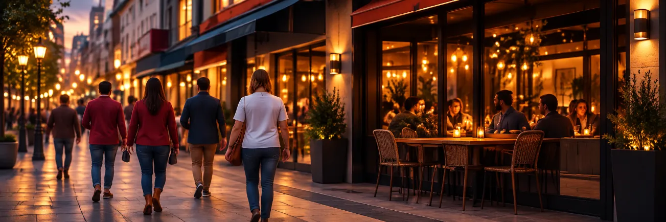 Restaurant sidewalk traffic outside a local restaurant
