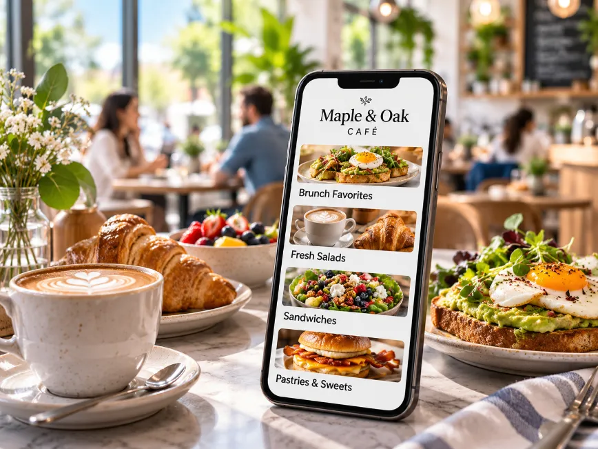 Café & Brunch interactive visual menu by CineGrow