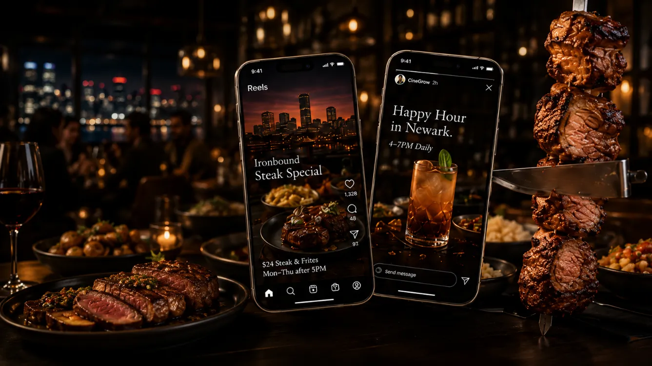 Restaurant social media content for Newark dining