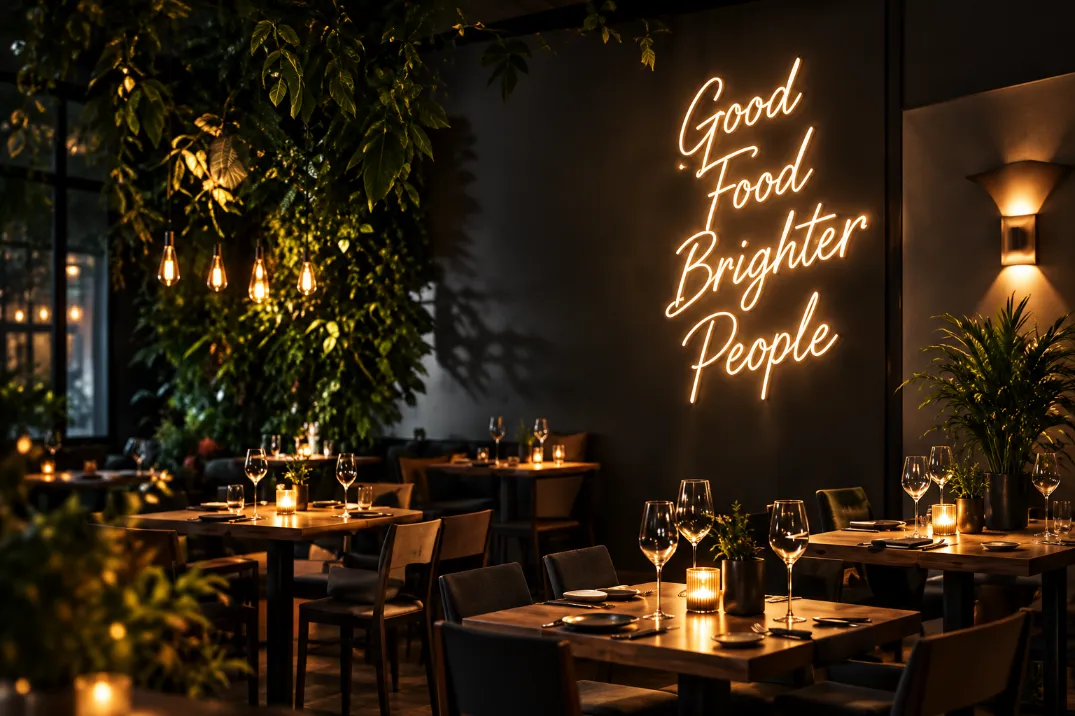 Warm restaurant interior prepared for restaurant social media content