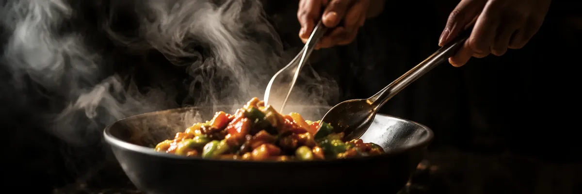 Food preparation and steam captured for restaurant video content